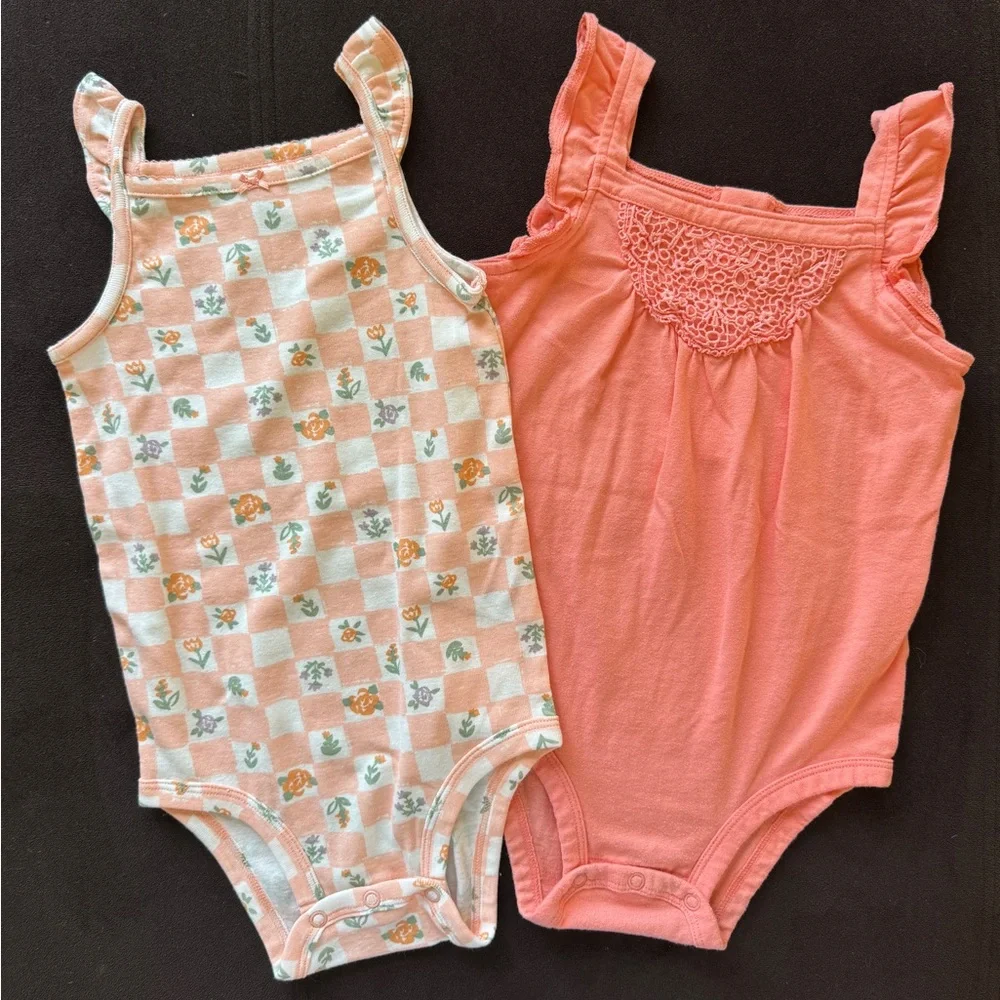 Carter's Peachy Ruffle Sleeveless Onesie 2 Pack